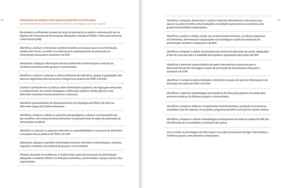 Reconhecer os diferentes campos de ação da promoção da saúde e contextualizá-los no objetivo de Promoção da Alimentação Adequada e Saudável (PAAS) e Educação Alimentar e Nutricional (EAN).