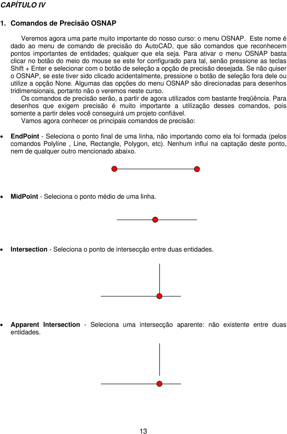 Para ativar o menu OSNAP basta clicar no botão do meio do mouse se este for configurado para tal, senão pressione as teclas Shift + Enter e selecionar com o botão de seleção a opção de precisão