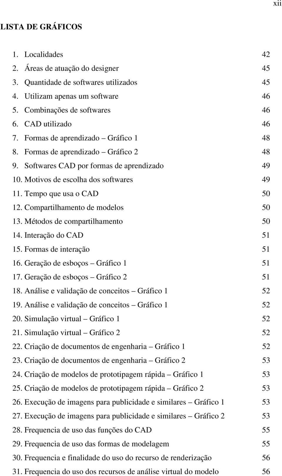 Tempo que usa o CAD 50 12. Compartilhamento de modelos 50 13. Métodos de compartilhamento 50 14. Interação do CAD 51 15. Formas de interação 51 16. Geração de esboços Gráfico 1 51 17.