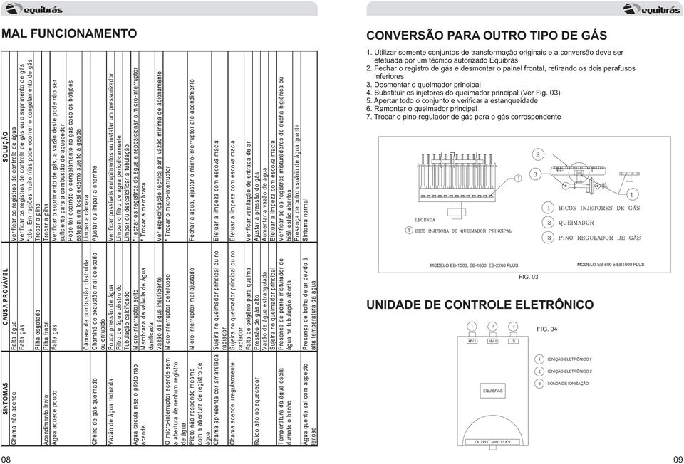 03) 5. Apertar todo o conjunto e verificar a estanqueidade 6. Remontar o queimador principal 7.