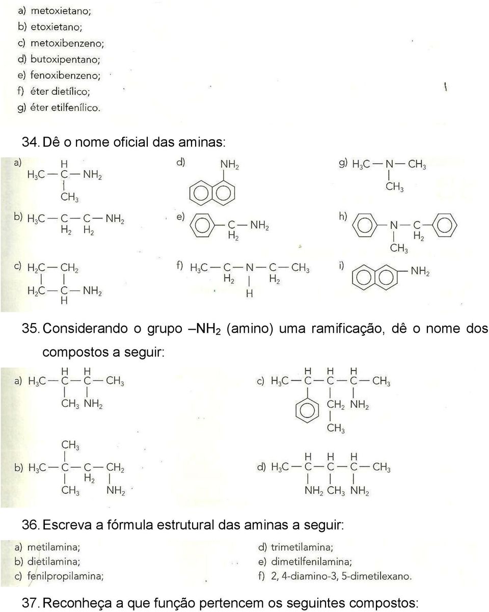 nome dos compostos a seguir: 36.