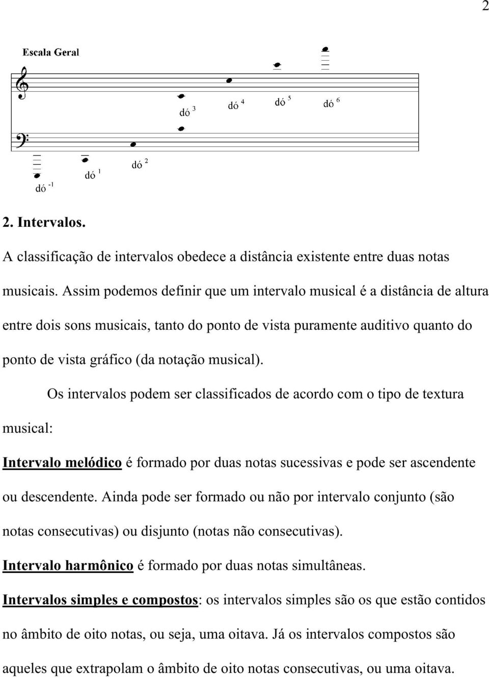 Os intervalos podem ser classificados de acordo com o tipo de textura musical: Intervalo melódico é formado por duas notas sucessivas e pode ser ascendente ou descendente.