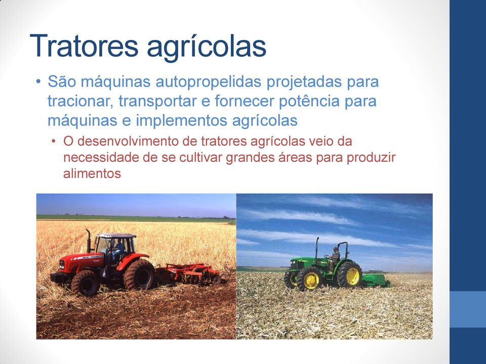 implementos agrícolas O desenvolvimento de tratores agrícolas