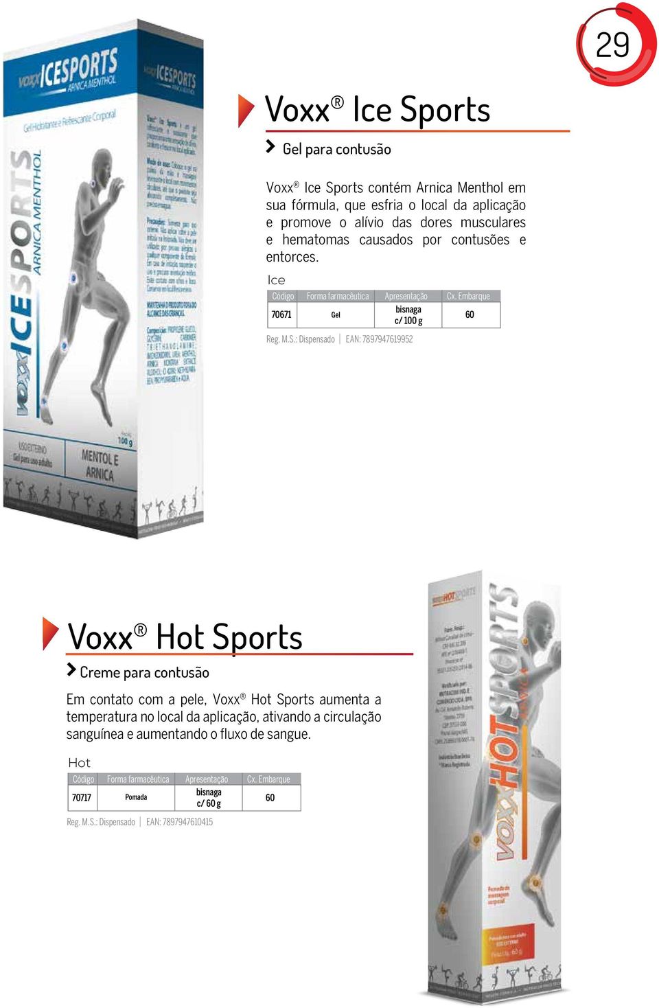 : Dispensado EAN: 789794719952 0 Voxx Hot Sports Creme para contusão Em contato com a pele, Voxx Hot Sports aumenta a temperatura no