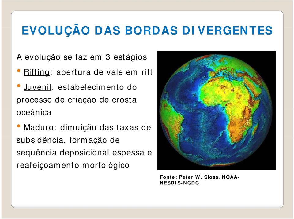 crosta oceânica Maduro: dimuição das taxas de subsidência, formação de