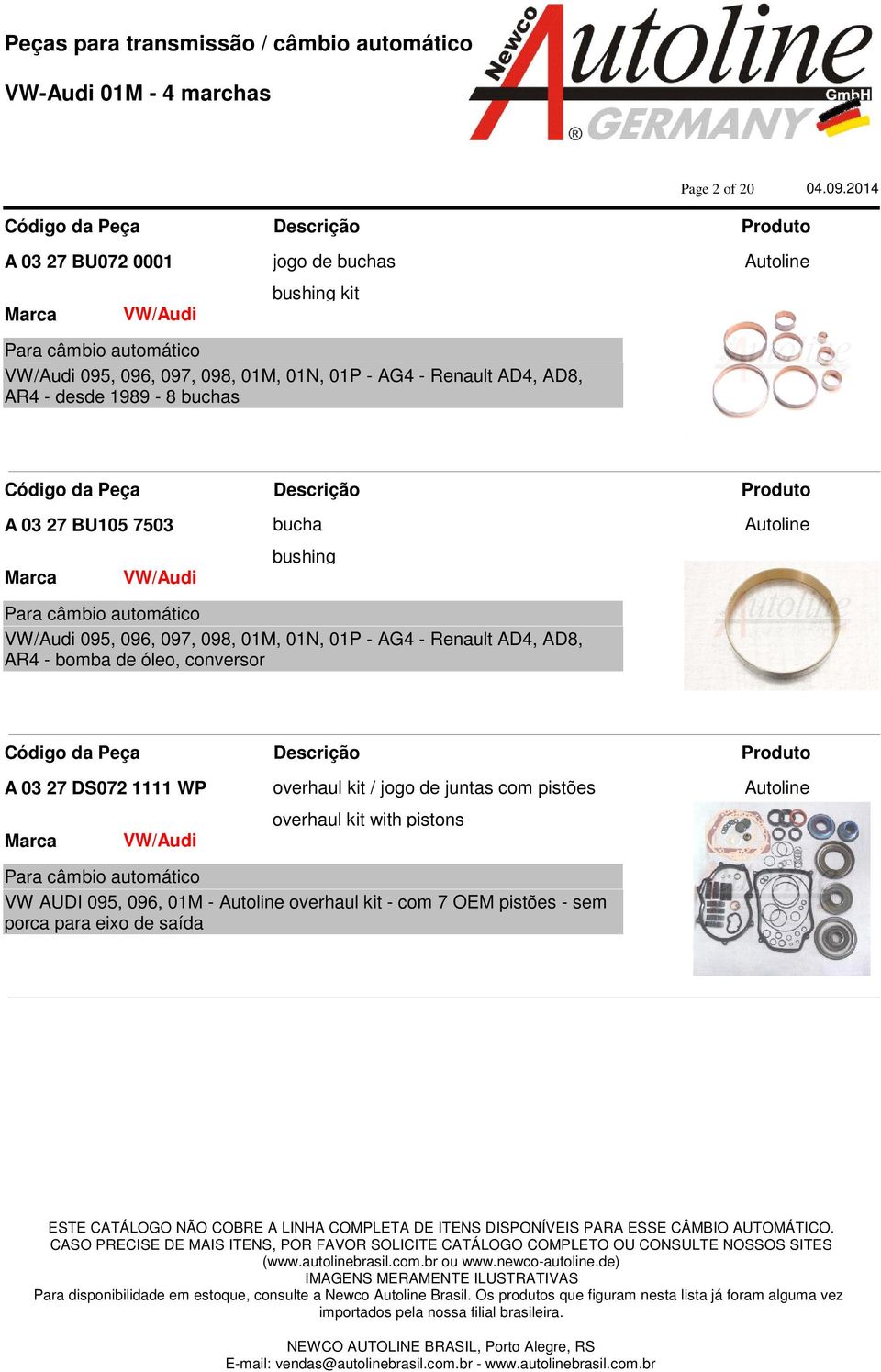 Renault AD4, AD8, AR4 - bomba de óleo, conversor A 03 27 DS072 1111 WP overhaul kit / jogo de juntas com