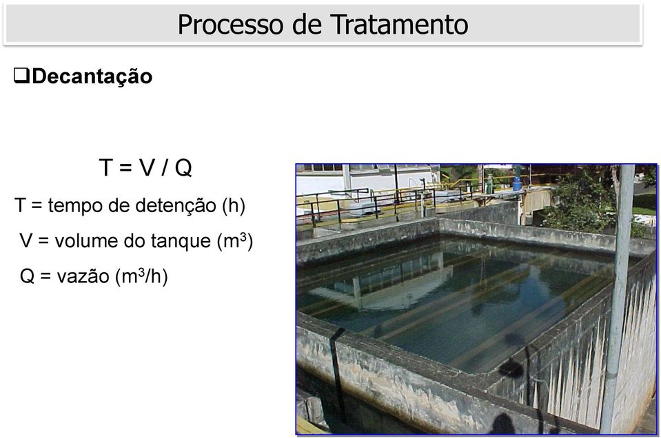 tempo de detenção (h) V =