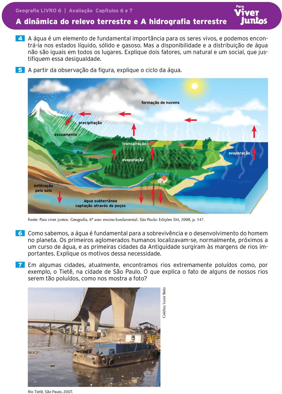 5 A partir da observação da figura, explique o ciclo da água.