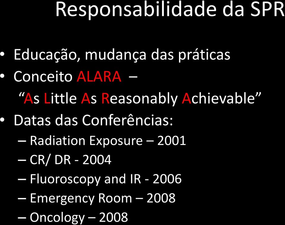 das Conferências: Radiation Exposure 2001 CR/ DR - 2004