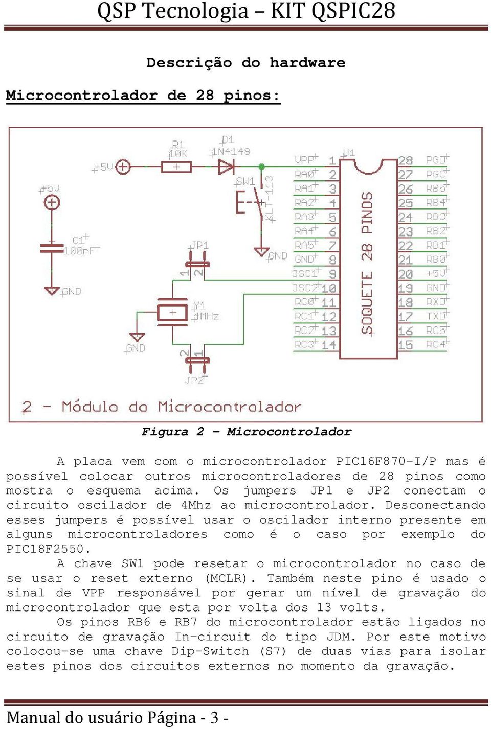 Desconectando esses jumpers é possível usar o oscilador interno presente em alguns microcontroladores como é o caso por exemplo do PIC18F2550.