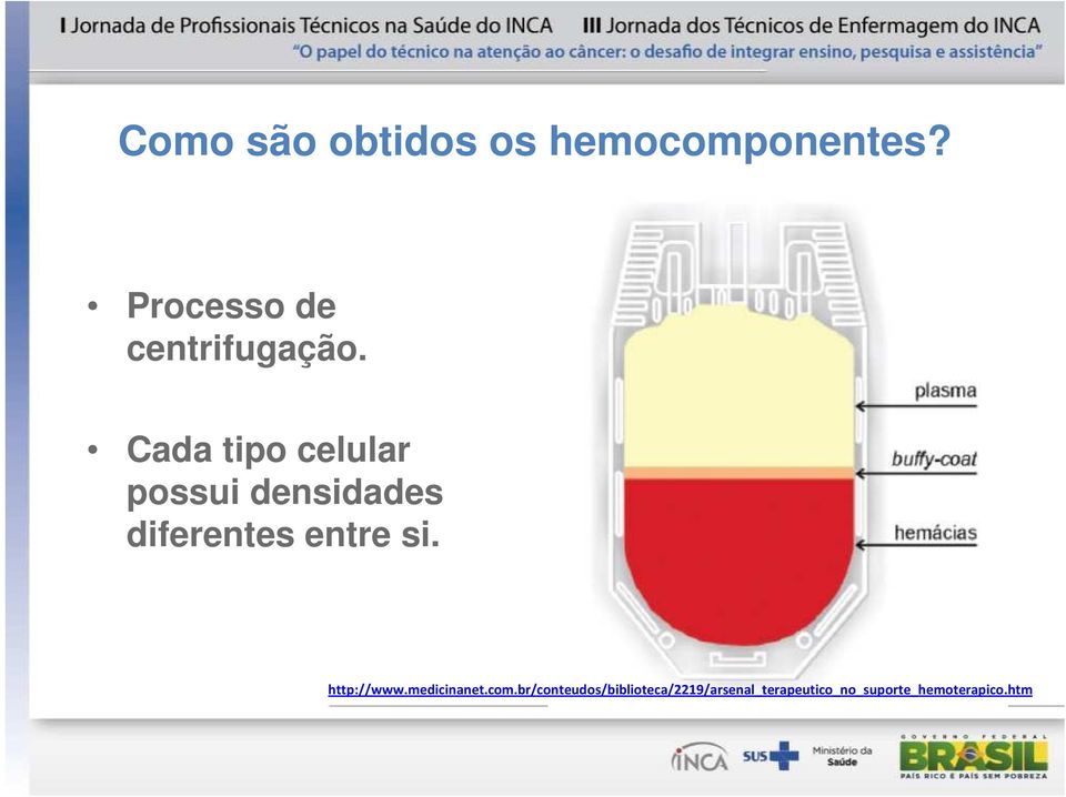 Cada tipo celular possui densidades diferentes entre si.