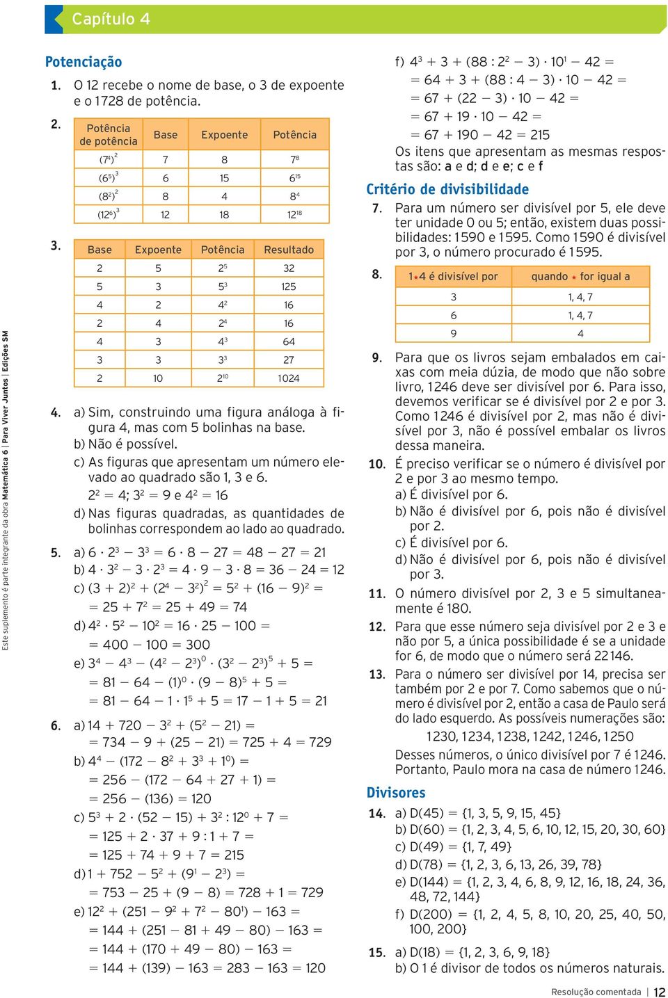 c) As figuras que apresentam um número elevado ao quadrado são 1, e 6. 5 4; 5 9 e 4 5 16 d) Nas figuras quadradas, as quantidades de bolinhas correspondem ao lado ao quadrado. 5. a) 6? 5 6?