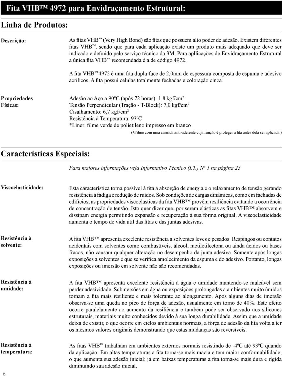 Manual Técnico. Fita VHB para Envidraçamento Estrutural. Janeiro PDF  Download grátis
