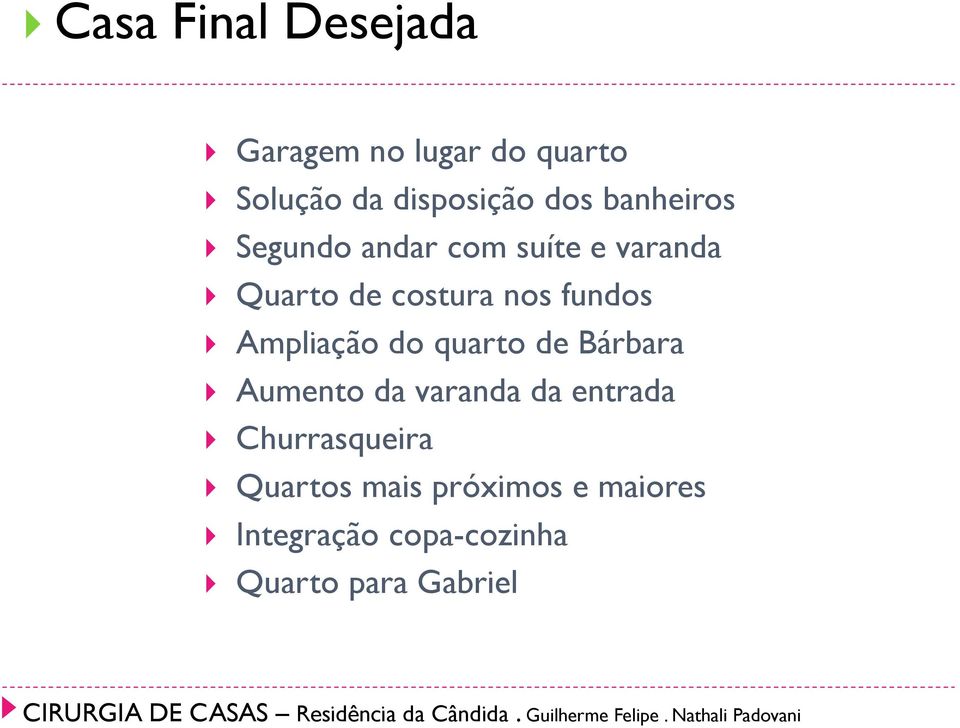 Ampliação do quarto de Bárbara Aumento da varanda da entrada