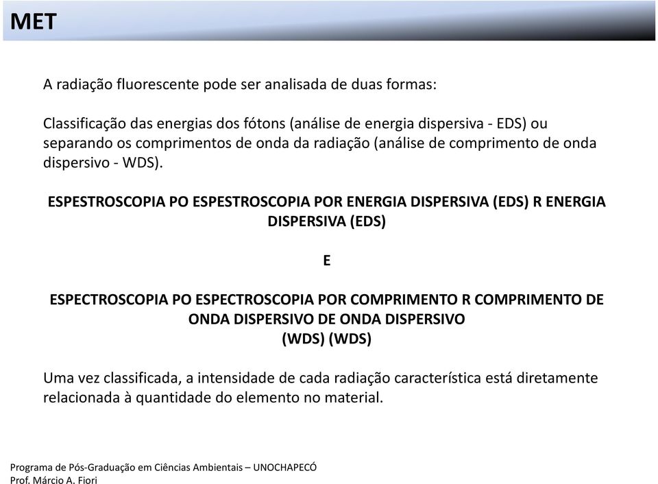 ESPESTROSCOPIA PO ESPESTROSCOPIA POR ENERGIA DISPERSIVA (EDS) R ENERGIA DISPERSIVA (EDS) E ESPECTROSCOPIA PO ESPECTROSCOPIA POR COMPRIMENTO R