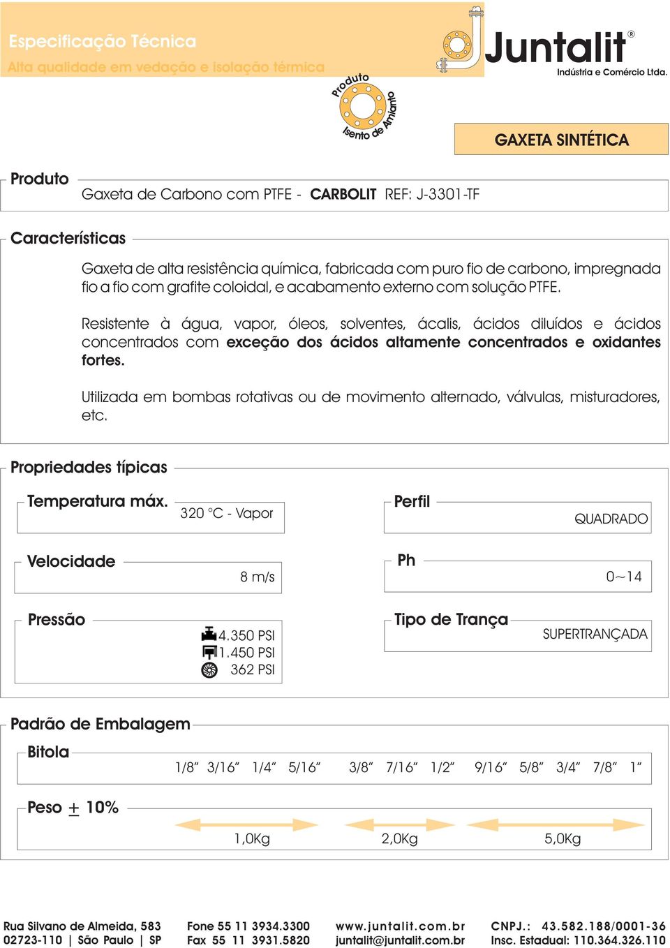 Resistente à água, vapor, óleos, solventes, ácalis, ácidos diluídos e ácidos concentrados com exceção dos ácidos altamente