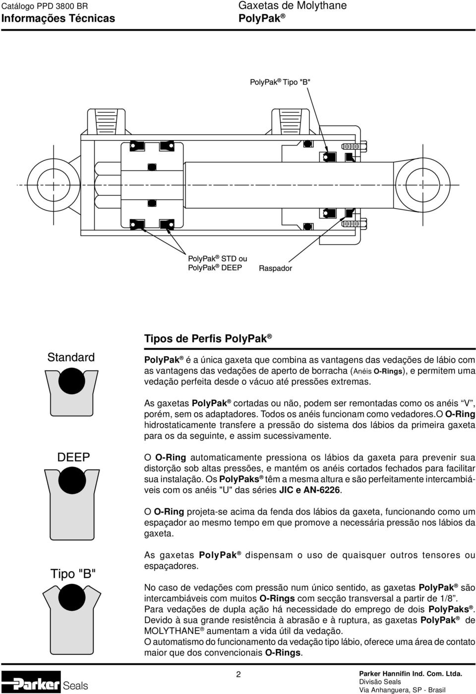 Todos os anéis funcionam como vedadores.o O-Ring hidrostaticamente transfere a pressão do sistema dos lábios da primeira gaxeta para os da seguinte, e assim sucessivamente.