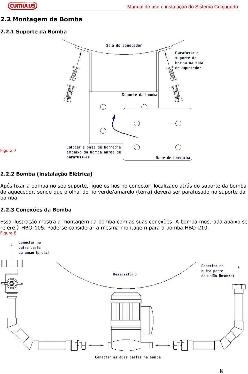 (terra) deverá ser parafusado no suporte da bomba. 2.