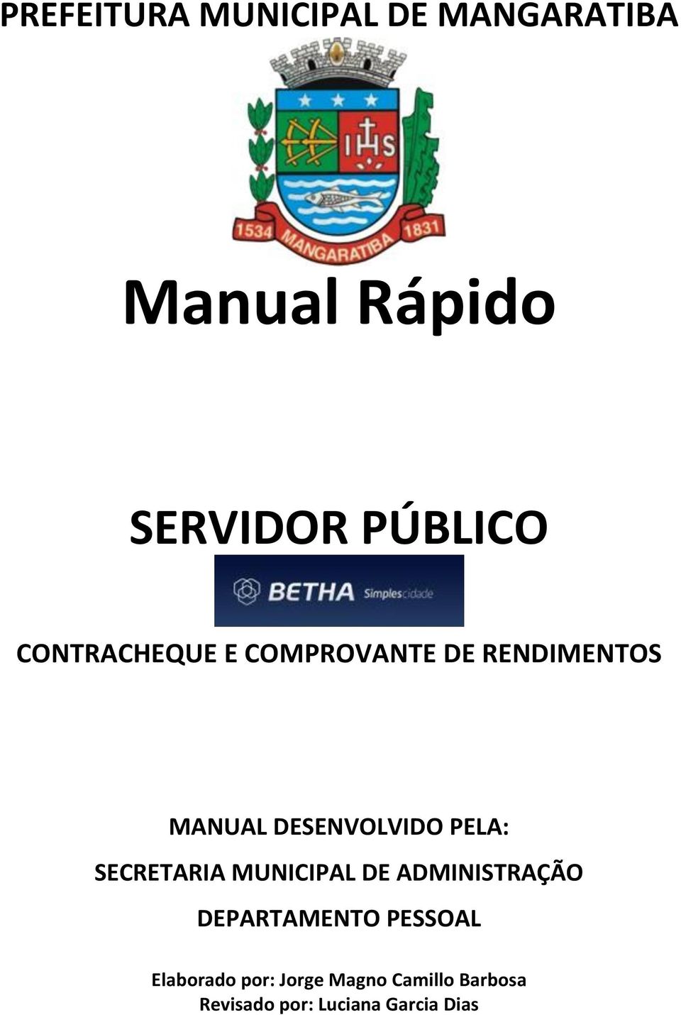 SECRETARIA MUNICIPAL DE ADMINISTRAÇÃO DEPARTAMENTO PESSOAL