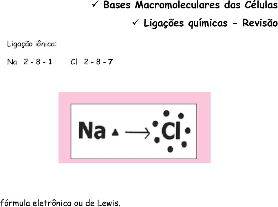 Revisão Ligação iônica: Na 2-8 -