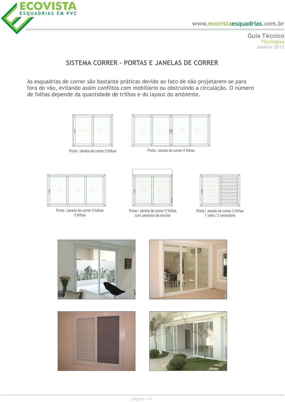 O número de folhas depende da quantidade de trilhos e do layout do.