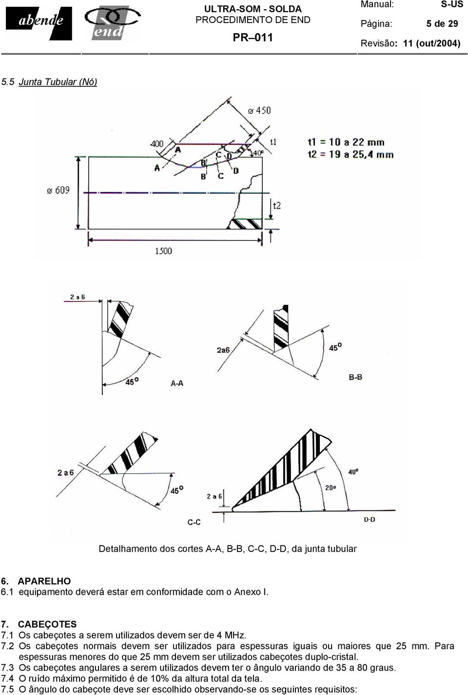 Para espessuras menores do que 25 mm devem ser utilizados cabeçotes duplo-cristal. 7.