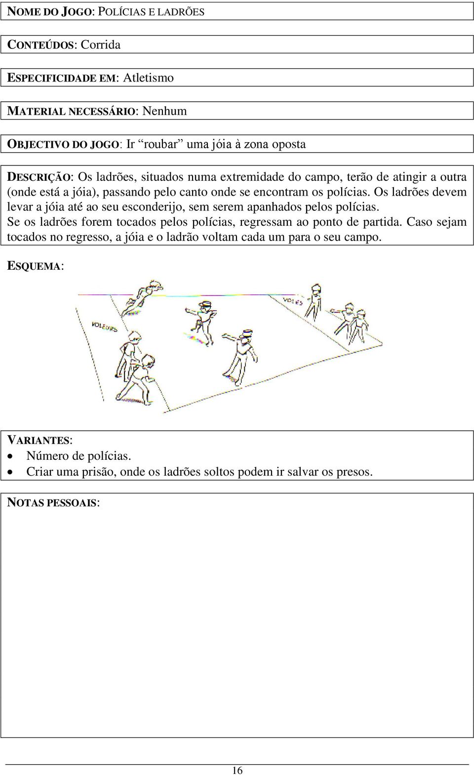 Os ladrões devem levar a jóia até ao seu esconderijo, sem serem apanhados pelos polícias. Se os ladrões forem tocados pelos polícias, regressam ao ponto de partida.