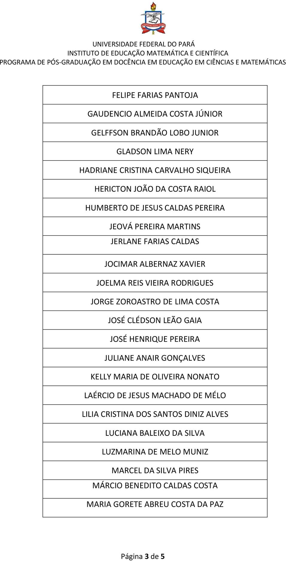 COSTA JOSÉ CLÉDSON LEÃO GAIA JOSÉ HENRIQUE PEREIRA JULIANE ANAIR GONÇALVES KELLY MARIA DE OLIVEIRA NONATO LAÉRCIO DE JESUS MACHADO DE MÉLO LILIA CRISTINA DOS