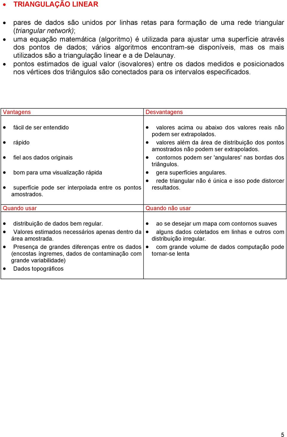 pontos estimados de igual valor (isovalores) entre os dados medidos e posicionados nos vértices dos triângulos são conectados para os intervalos especificados.