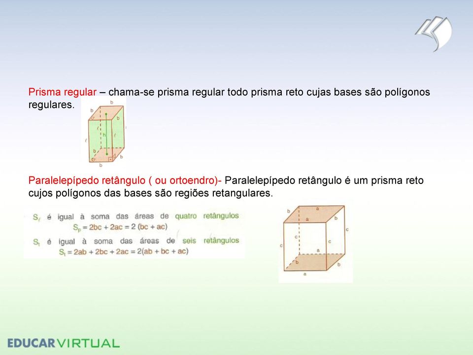 Paralelepípedo retângulo ( ou ortoendro)- Paralelepípedo