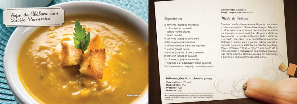 baunilha 2 colheres (sopa) de queijo parmesão ralado Em uma panela, dissolva a manteiga, acrescente o azeite, a cebola e o alho e deixe refogar. Adicione o alho-poró e a abóbora.