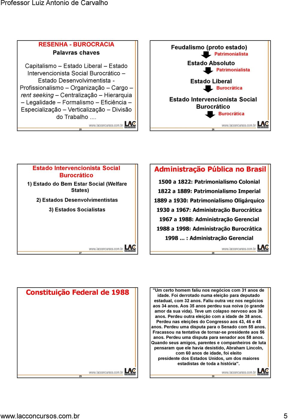 .. Feudalismo (proto estado) Estado Absoluto Estado Liberal Burocrática Estado Intervencionista Social Burocrático Burocrática 25 26 Estado Intervencionista Social Burocrático 1) Estado do Bem Estar