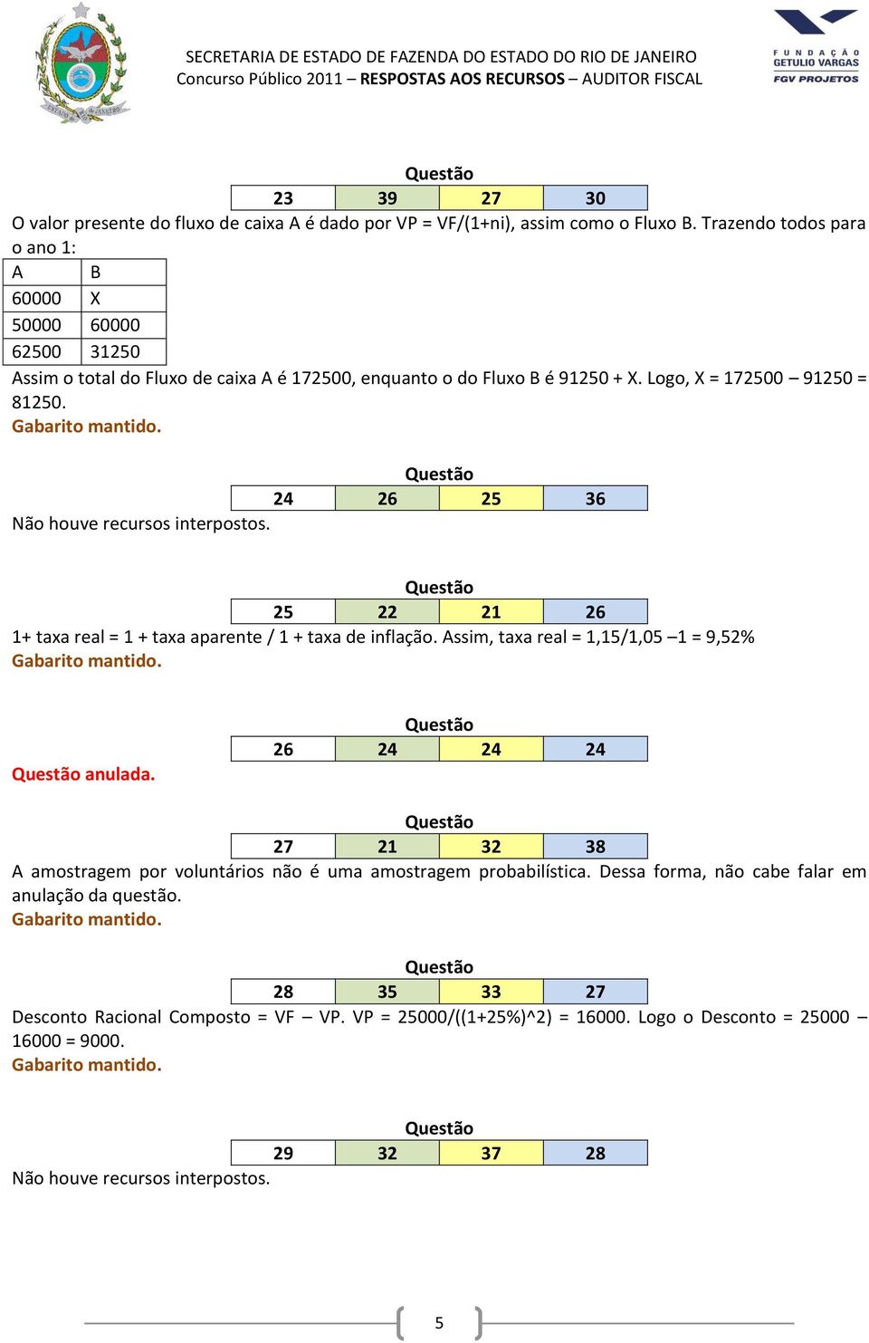 Logo, X = 172500 91250 = 81250. 24 26 25 36 25 22 21 26 1+ taxa real = 1 + taxa aparente / 1 + taxa de inflação. Assim, taxa real = 1,15/1,05 1 = 9,52% anulada.