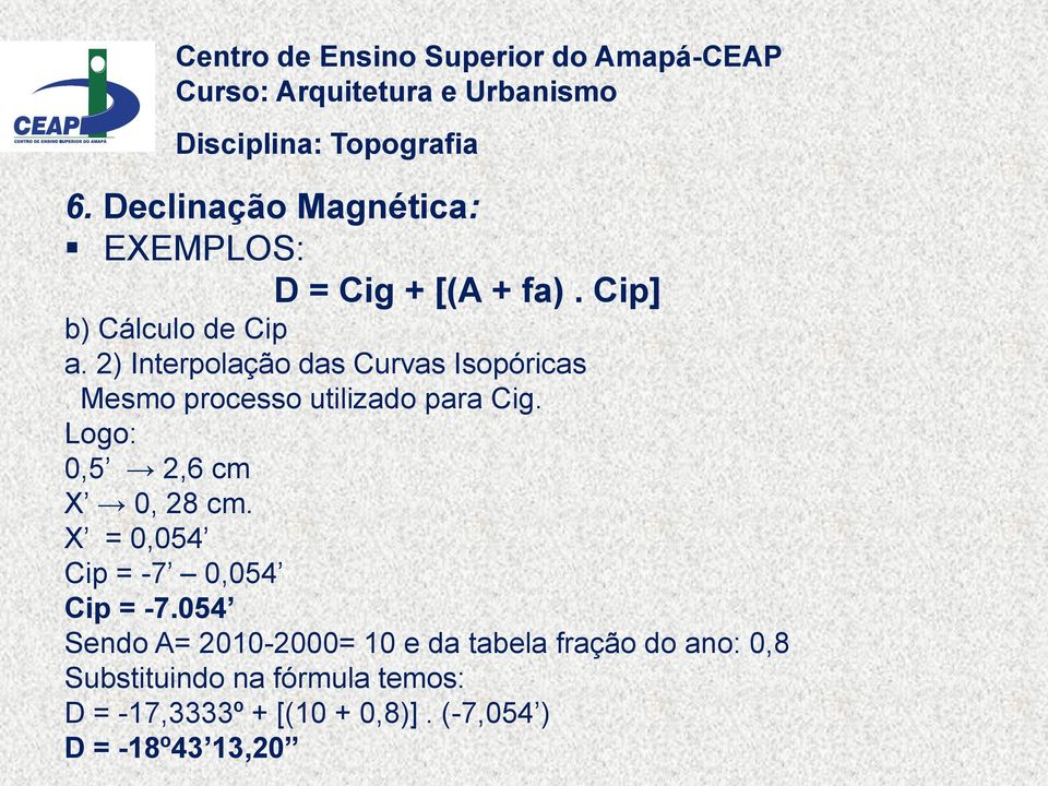 Logo: 0,5 2,6 cm X 0, 28 cm. X = 0,054 Cip = -7 0,054 Cip = -7.