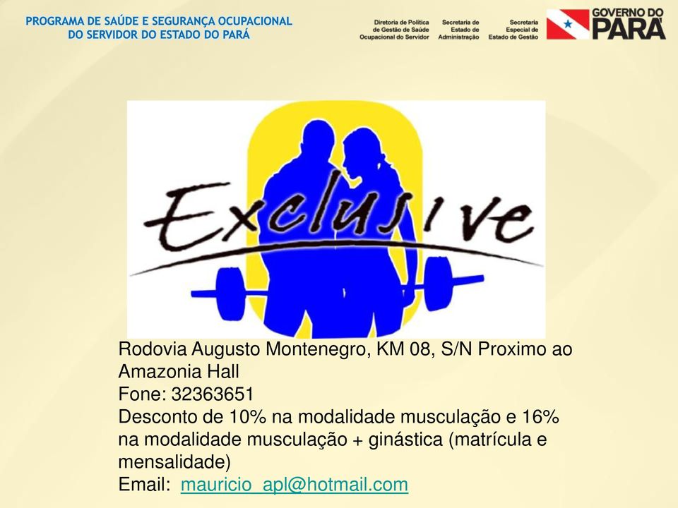 modalidade musculação e 16% na modalidade musculação +