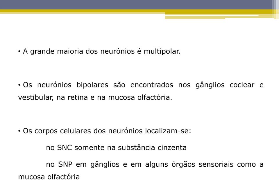 retina e na mucosa olfactória.