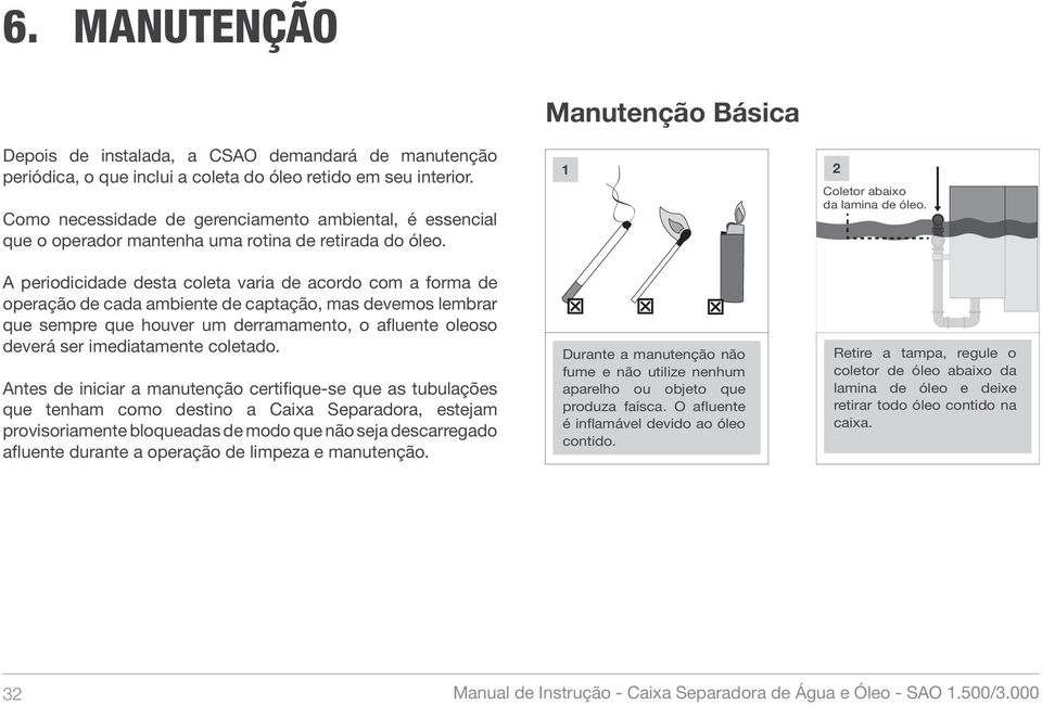 A periodicidade desta coleta varia de acordo com a forma de operação de cada ambiente de captação, mas devemos lembrar que sempre que houver um derramamento, o afluente oleoso deverá ser