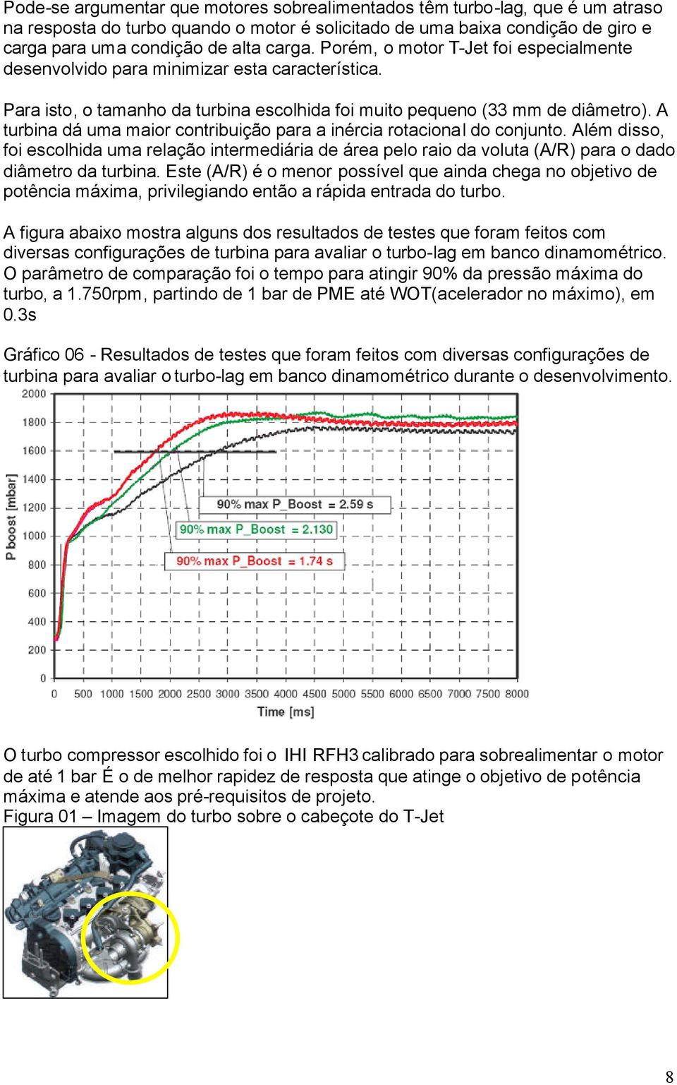 A turbina dá uma maior contribuição para a inércia rotacional do conjunto. Além disso, foi escolhida uma relação intermediária de área pelo raio da voluta (A/R) para o dado diâmetro da turbina.