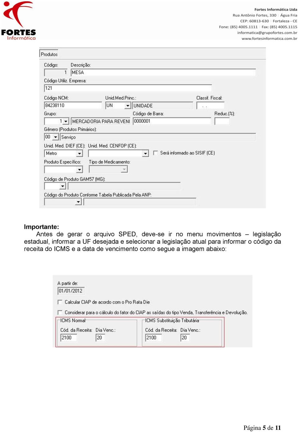 selecionar a legislação atual para informar o código da receita