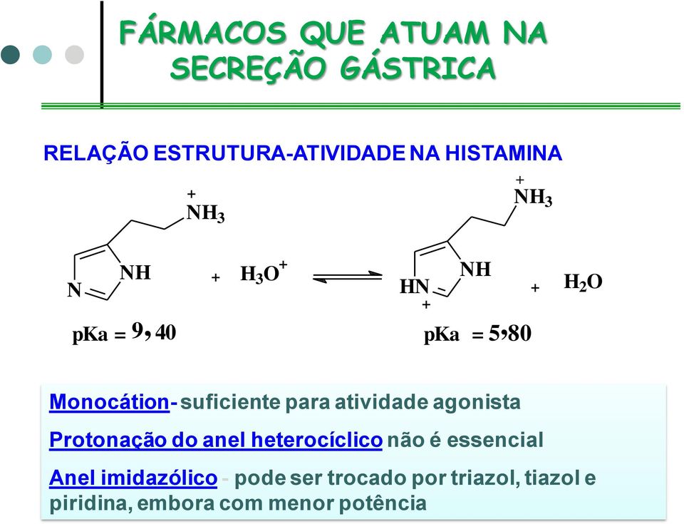 agonista Protonação do anel heterocíclico não é essencial Anel imidazólico