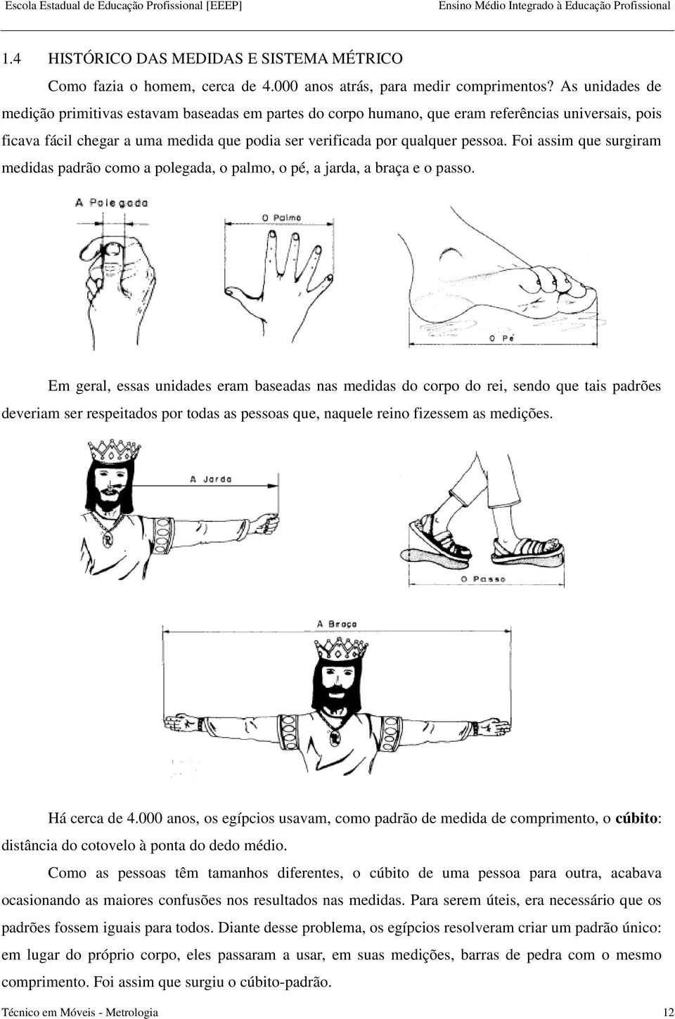 Foi assim que surgiram medidas padrão como a polegada, o palmo, o pé, a jarda, a braça e o passo.