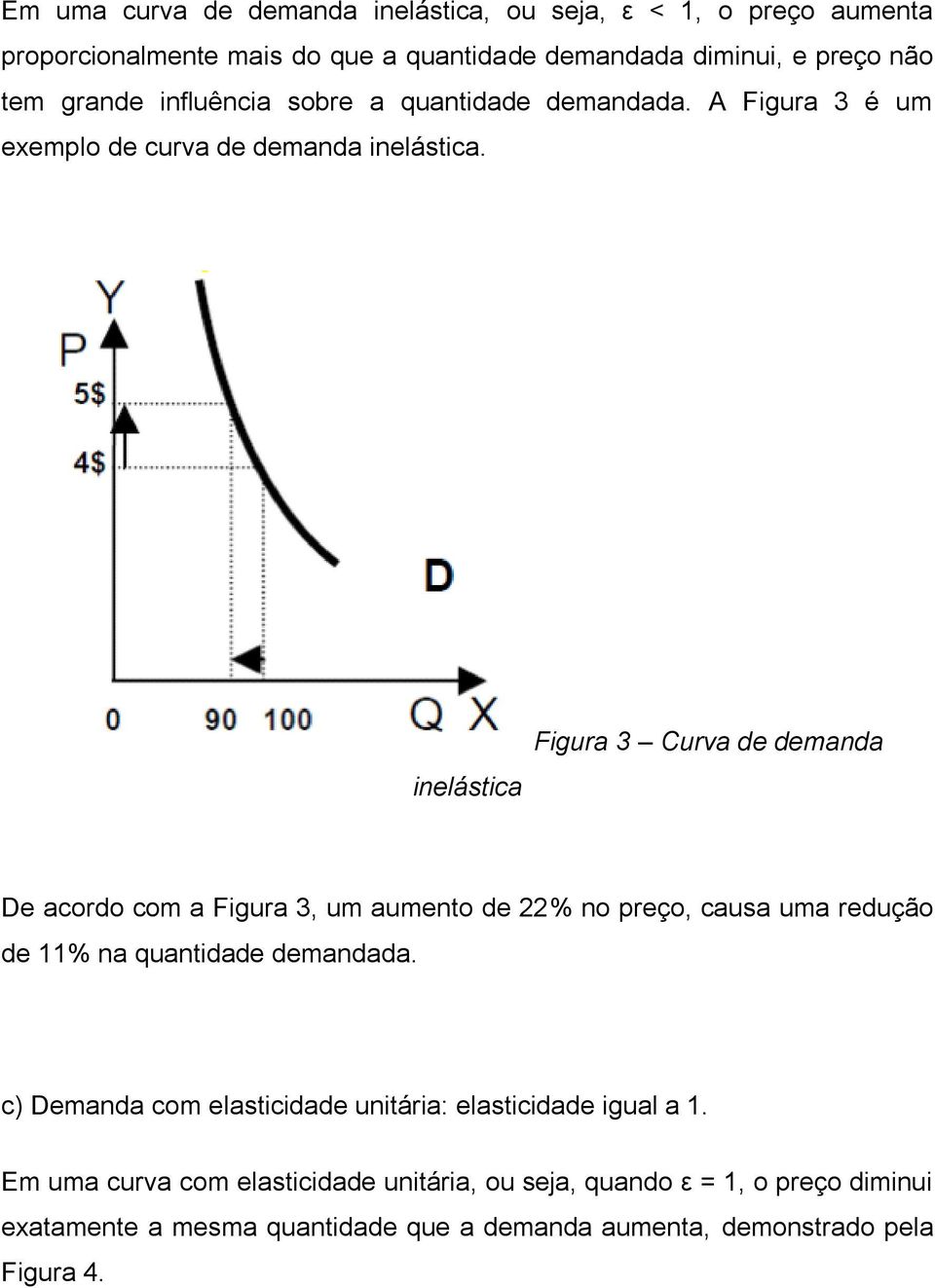 inelástica Figura 3 Curva de demanda De acordo com a Figura 3, um aumento de 22% no preço, causa uma redução de 11% na quantidade demandada.