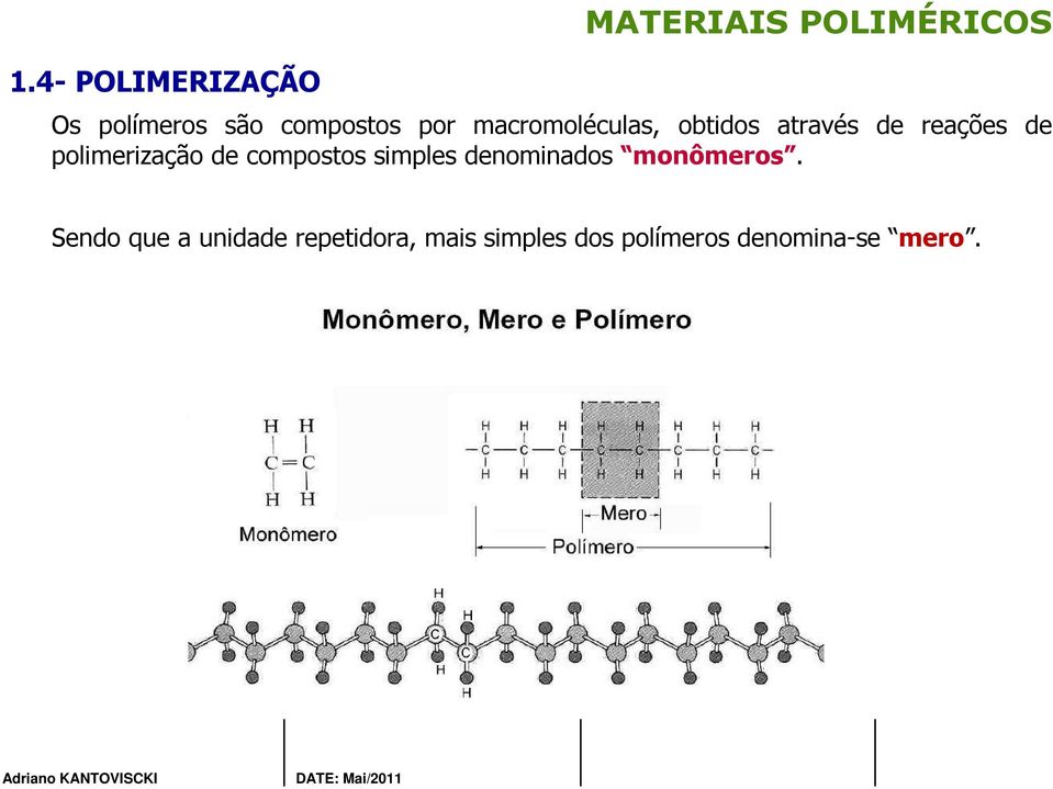 polimerização de compostos simples denominados monômeros.