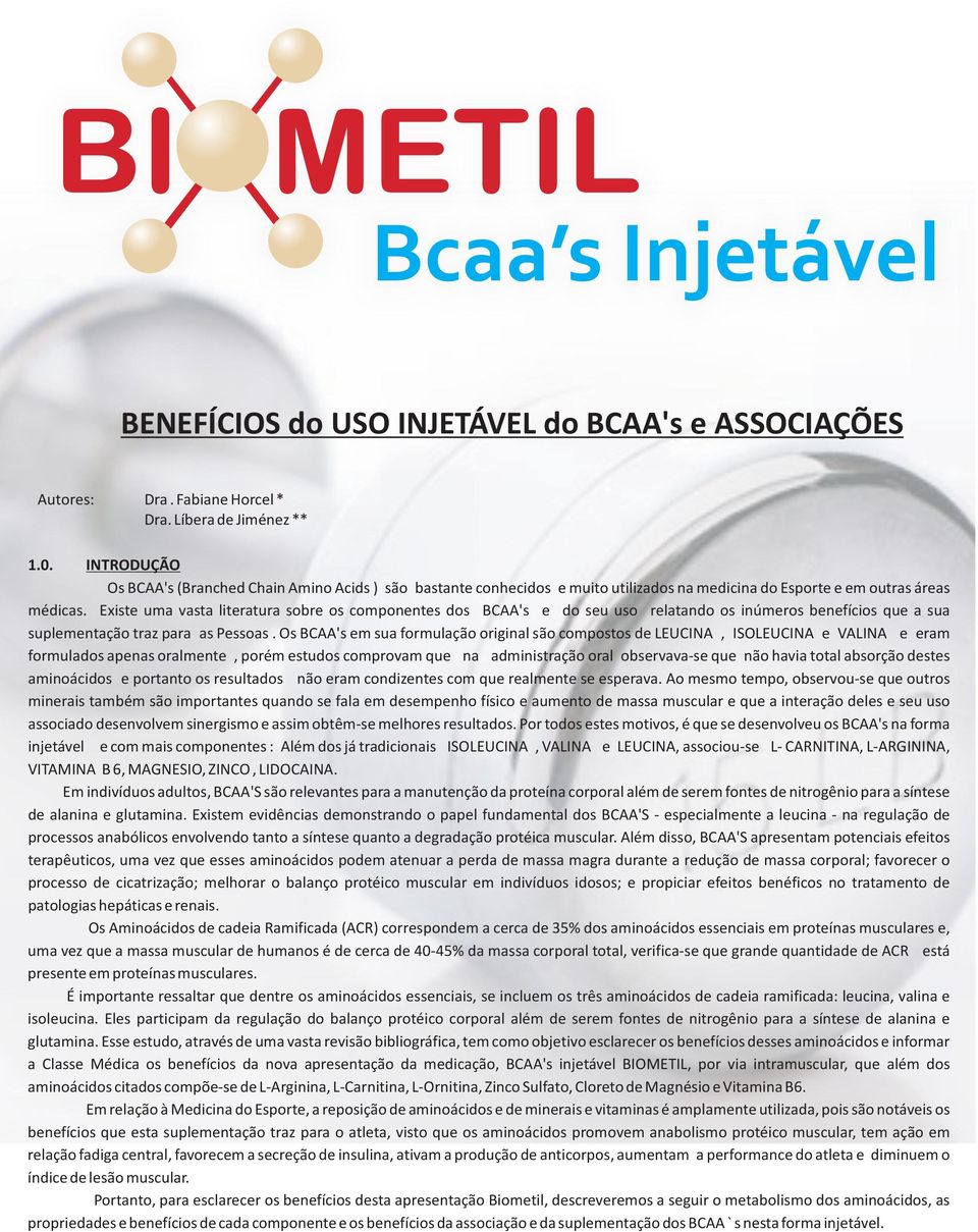 BENEFÍCIOS do USO INJETÁVEL do BCAA's e ASSOCIAÇÕES - PDF Download grátis