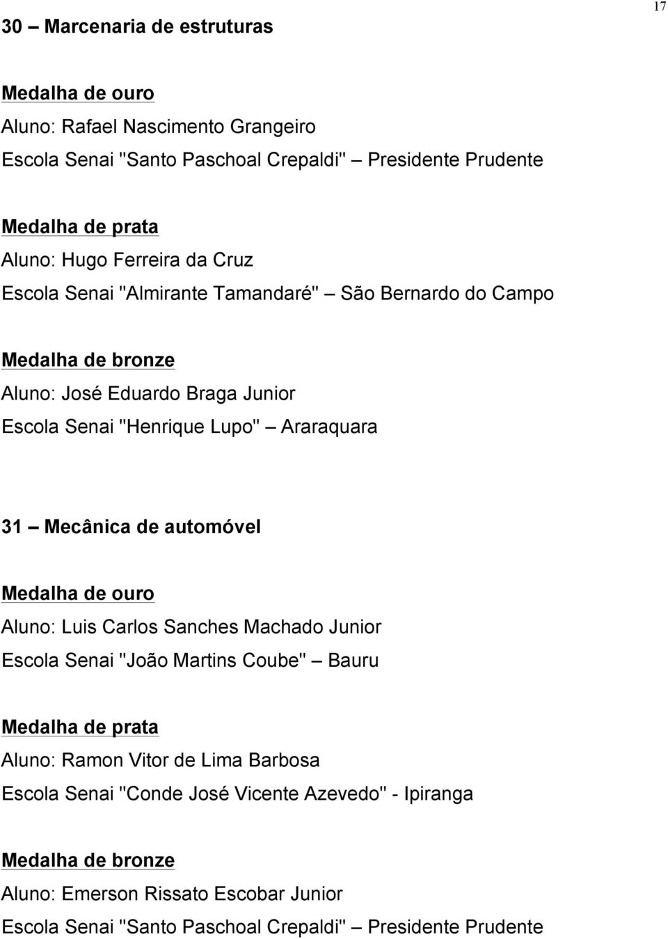 Araraquara 31 Mecânica de automóvel Aluno: Luis Carlos Sanches Machado Junior Escola Senai "João Martins Coube" Bauru Aluno: Ramon Vitor de