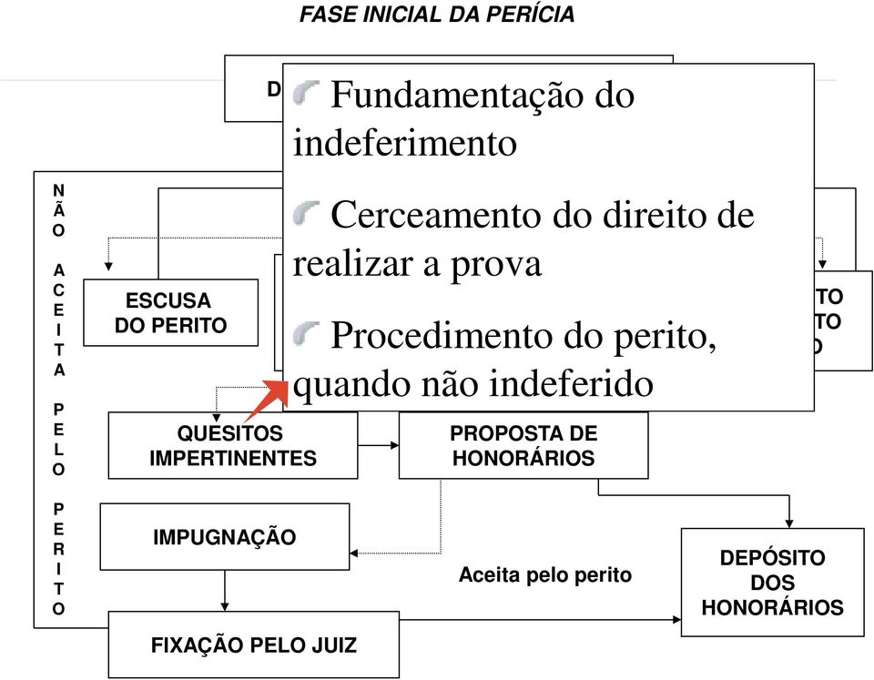 QUESITOS NÃO SIM Cerceamento do direito de realizar a prova Procedimento do perito, quando não indeferido PROPOSTA DE