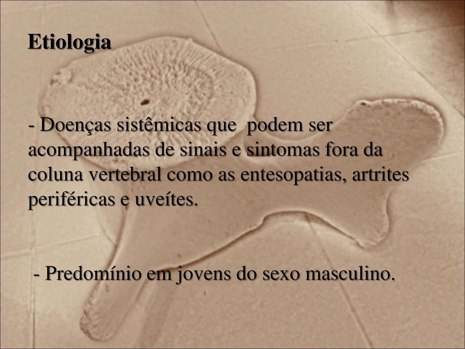 vertebral como as entesopatias, artrites