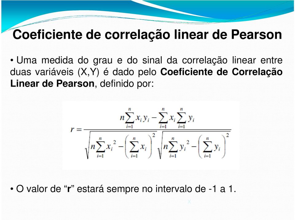 (X,Y) é dado pelo Coeficiente de Correlação Linear de