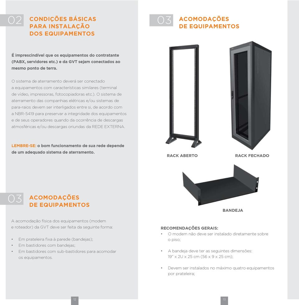 O sistema de aterramento das companhias elétricas e/ou sistemas de para-raios devem ser interligados entre si, de acordo com a NBR-5419 para preservar a integridade dos equipamentos e de seus