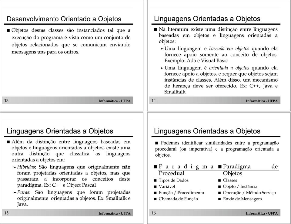 13 Informática - UFPA Linguagens Orientadas a Objetos!